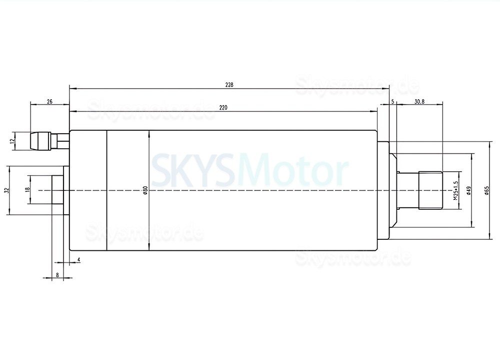 Wassergek&uuml;hlter CNC Spindelmotor JGD-80C3-2.2KW 110V/220V/380V 2,2kW 24000U/min ER20 Spannzange 400 Hz